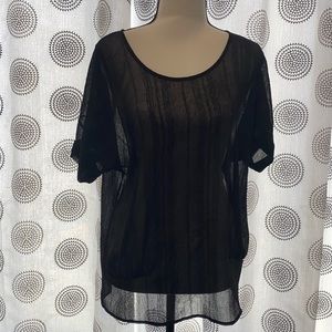 Sheer black top with sparkly trim